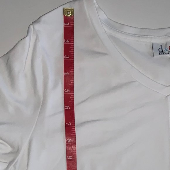 NWOT Denim & Co Women's Cotton Blend Tunic V-Neck Short Sleeve Shirt White Sz Lg - Picture 7 of 8